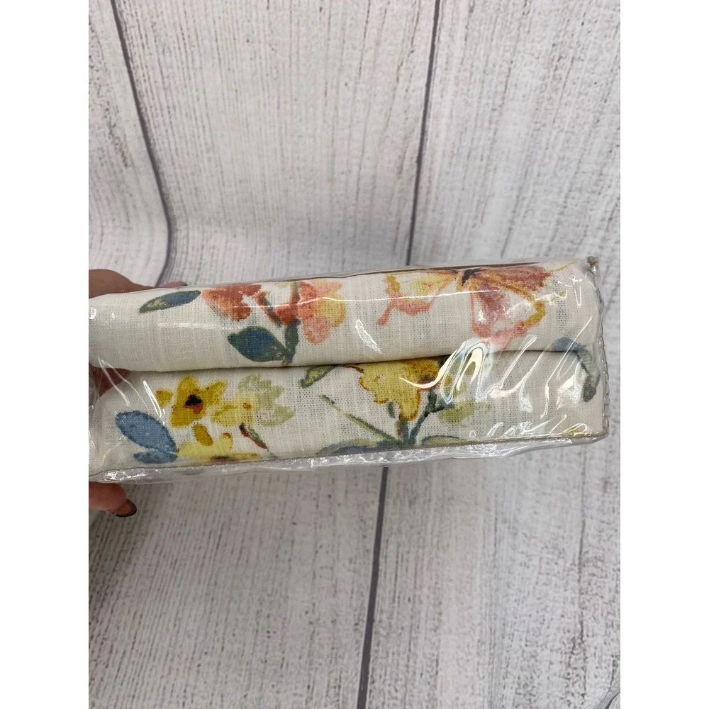 Allen + Roth Sommers Floral Curtain Panels 50x84 (Set of 2) Cream Cotton Linen